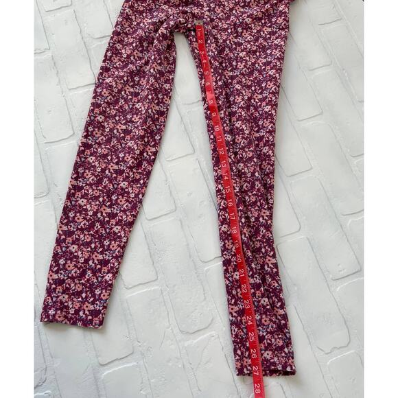 Aerie Purple and Pink Flower cotton stretch yoga leggings -sz M - Picture 3 of 4